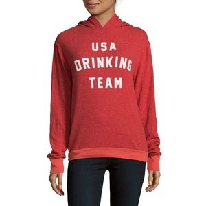 Wildfox Red USA Drinking Team Hooded Sweatshirt XS